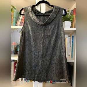 🇨🇦 Made In Ontario Lousje & Bean 100% Linen A-Line Cowl Neck Sleeveless Top